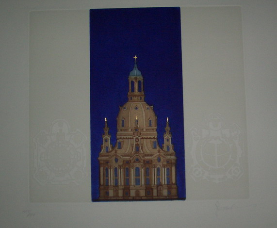 Frauenkirche / Joseph Robers / Farbradierung mit Prägedruck